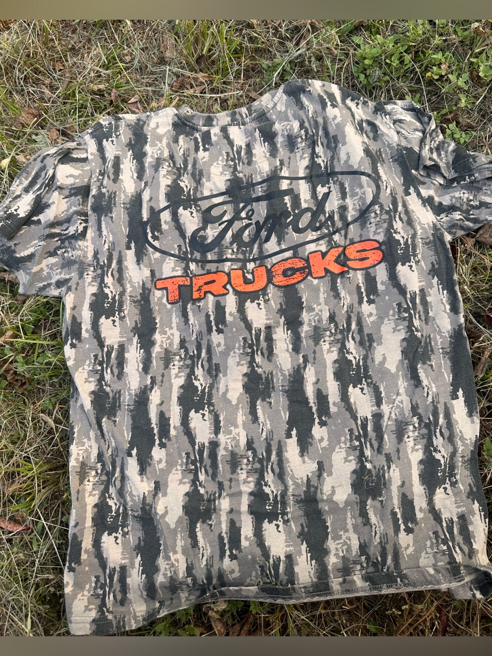 Ford Trucks Men's Camouflage Graphic Tee - Gray & Orange